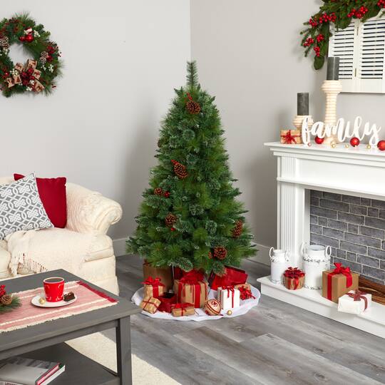 5ft. Pre-Lit Montana Mixed Pine, Pinecones & Berries Artificial Christmas Tree with Clear LED Lights